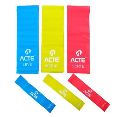 Imagem de Acte, Kit 3 Faixas Bands e 3 Mini Bands, Tpe, com Diferentes Níveis de Intensidade, nas cores Azul, Amarelo e Vermelho, T270-A.