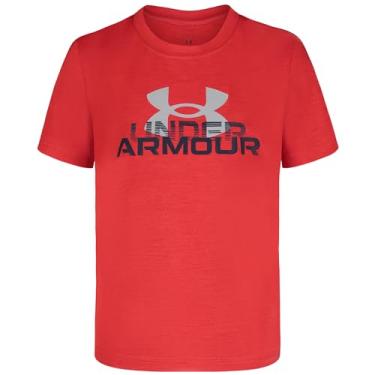 Imagem de Under Armour Camiseta masculina clássica com logotipo, estampa de marca de palavras e designs de beisebol, gola redonda, Vermelho degradê, 4