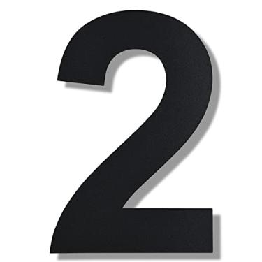 Imagem de BetLight Número de casa grande moderno - Número de endereço residencial flutuante de aço inoxidável de 30,5 cm de altura para exterior/preto/número 2