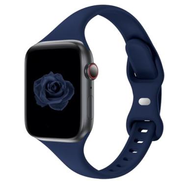Imagem de Acrbiutu Pulseira fina e fina compatível com Apple Watch séries 10/9/8/7/6/5/4/3/2/1 Ultra SE de 38 mm, 40 mm, 40 mm, 41 mm, 44 mm, 46 mm e 49 mm, ultra SE, azul marinho
