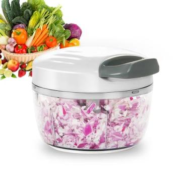 Imagem de Processador manual de alimentos Cortador de vegetais (branco e cinza)
