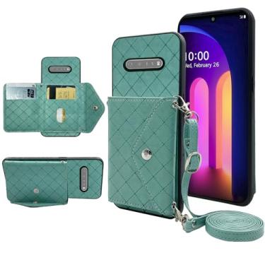 Imagem de Furiet Capa carteira compatível com LGV60ThinQ G5 LG60 9G B60 G60 17.3 cm com alça de ombro transversal suporte de couro suporte para cartão de crédito capa de telefone para LGV60 V 60 60ThinQ 60V