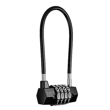 Imagem de LOFICOPER Cadeado longo para cabos, com combinação, cadeado longo com combinação de 4 dígitos, trava para armário de academia, escola, cerca, caixa de ferramentas, estojo