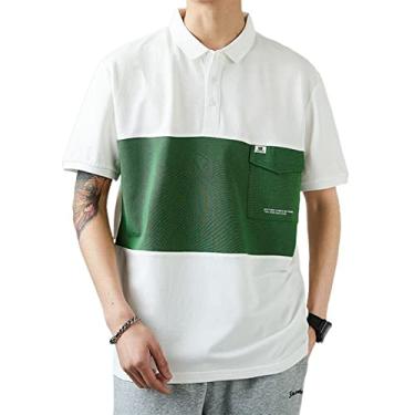 Imagem de Camisa polo masculina de malha de poliéster, camisa de malha com absorção rápida de umidade, manga curta seca, ajuste regular, leve, atlética e macia(Color:White,Size:XL)