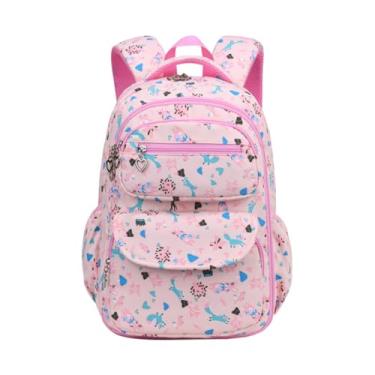 Imagem de Mochilas escolares infantis para alunos do ensino fundamental da primeira, segunda, terceira e sexta série, mochila ultraleve para meninas (Rosa)