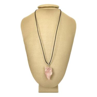 Imagem de Colar Em Couro Grego E Prata Quartzo Rosa Bruto - P. Vecchio