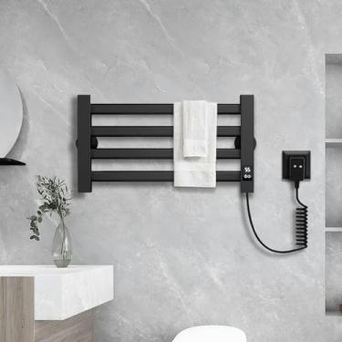 Imagem de Toalheiro radiador 55W Toalheiro aquecedor para banheiro Toalheiro radiador com tela LED Toalheiro elétrico com temporizador e termostato, aquecedor de fibra de carbono