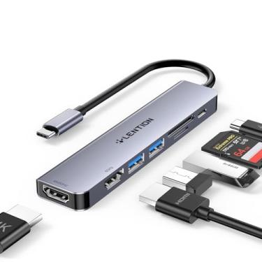Imagem de LENTION Estação de ancoragem USB C para laptop, multiportas com monitor duplo HDMI 4K a 60Hz, PD 100W, portas USB-A*2 de 5 Gbps, leitor de cartão SD/micro para MacBook Pro, MacBook Air, Dell e mais