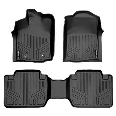 Imagem de SMARTLINER Tapetes de piso de ajuste personalizado conjunto de forro de 2 fileiras preto para Toyota Tacoma 2016-2017/cabine estendida