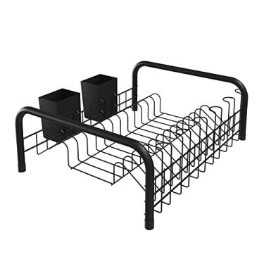 Imagem de Stolf Firenze Escorredor de Louças Tubular com Porta Talheres, Preto, 44 x 42 x 14 cm