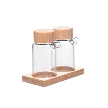 Imagem de Galheteiro Em Vidro Borossilicato Com Tampa E Suporte Em Bambu 170ml Wolff