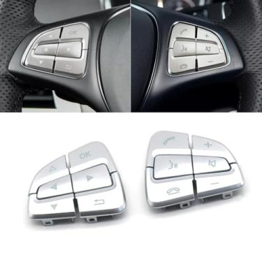 Imagem de Goodithy Tampas de botões de controle de volante, botões de volante multifuncionais substituição de chaves para Mercedes Benz A B GLA GLS GLE V Class W176 W246 W156 W166 W292 W117 W218 W231 (prata)