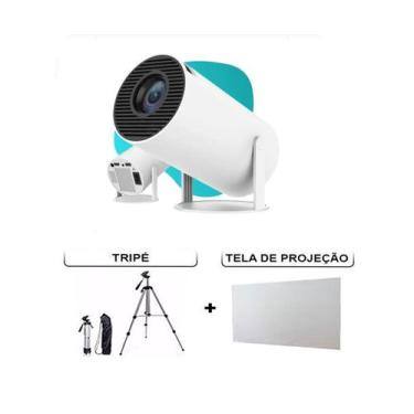 Imagem de Kit Projetor Portátil  Led 4K Android 11.0 HD Bluetooth Tela Tripé Hom