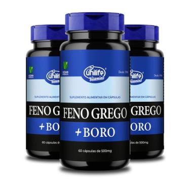 Imagem de Kit 3 Feno Grego + Boro B Unilife 60 Cápsulas 500mg Vegano