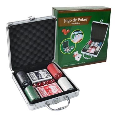 Imagem de Kit Jogo De Poker Com Maleta 100 Fichas 2 Baralhos 5 Dados