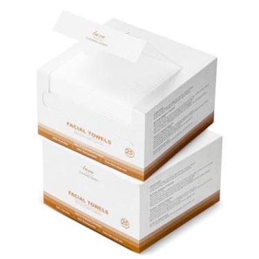 Imagem de LUXU Toalhas de rosto limpas, toalha de rosto descartável, toalha de rosto facial, lenços secos para removedor de maquiagem, 25 quilates, pacote com 2, toalhas faciais limpas para peles sensíveis,