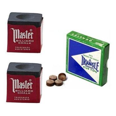 Imagem de 2 Giz Preto Master + 4 Sola Triangle Taco Sinuca Original