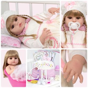 Imagem de Bebê Reborn Princesa Sofia 100% Silicone Loira 24 Acessórios - Cegonha