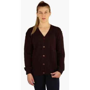 Imagem de Casaco Feminino Tricô de Lã Cardigan com Botões G Tamanho Único - Pio 