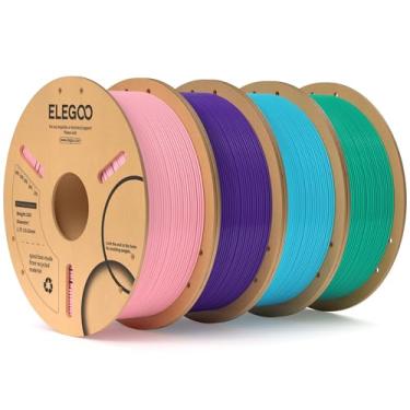 Imagem de ELEGOO Pacote de Filamento PLA 1,75mm 4KG, Precisão Dimensional em Massa de Filamento de Impressora 3D +/- 0,02mm, 4 Pacotes de Carretel de 1kg (2,2lbs) Rosa/Roxo/Azul Celeste/Verde Mar