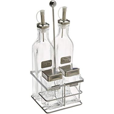 Imagem de Euro Home - Conjunto Galheteiro com Suporte 4 Peças Inox