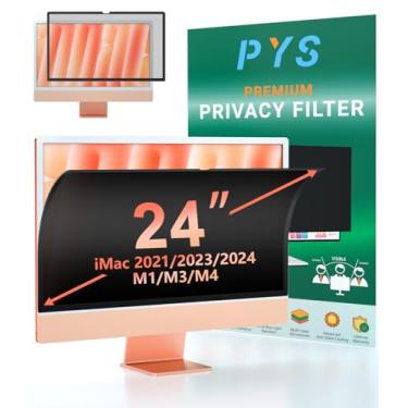Imagem de PYS Tela de privacidade para iMac 24 polegadas 2021/2023/2024 (chip M1/M3/M4), reutilizável e removível, filtro de privacidade para computador desktop iMac All-in-One e protetor antirreflexo