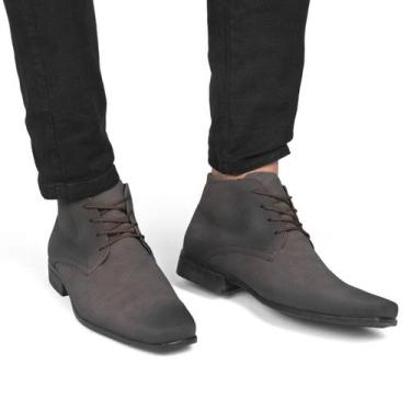 Imagem de Bota Social Masculina Cano Baixo em Nobuck  Acabamento Moderno Dêgrade