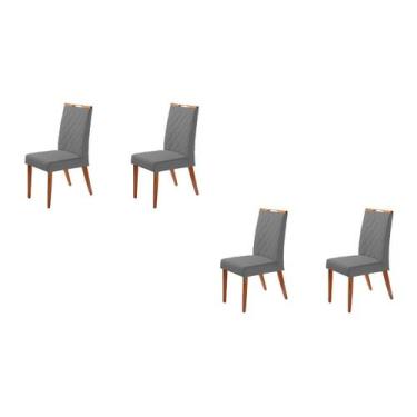Imagem de Kit 4 Cadeiras Roma Anatômica - Linho Francês - Gran Decore