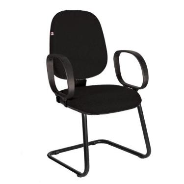 Imagem de Cadeira Ágata Gerente Pé Contínuo Braço Corsa Tecido Preto - Ideaflex