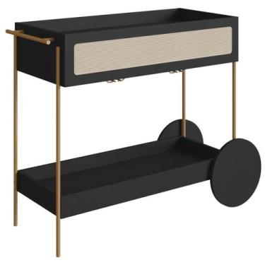 Imagem de Carrinho Bar Porta Taças 110 CM Pes Metal Oslo 28964 Nero Artesano - A