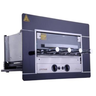 Imagem de Churrasqueira a Gás Natural de Embutir Titan Titanium Preto 4 Espetos Rotativos 127V