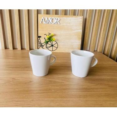 Imagem de Xicara Porcelana 120ml Café Chá Canecas Branca Kit com 2 peças - MFC U