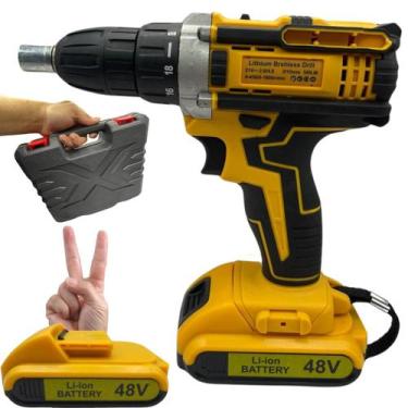 Imagem de Parafusadeira Furadeira Com Maleta Sem Fio 48v 2 Baterias 450w 1800rpm