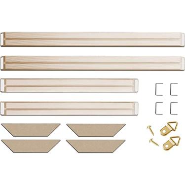 Imagem de Kit de moldura de tela de madeira maciça DIY 61 x 60 centímetros para pintura a óleo e arte de parede - Molduras de arte de madeira personalizadas para pinturas e telas - Sistema de alongamento de tela fácil de construir - Acessórios para quadros emoldurados