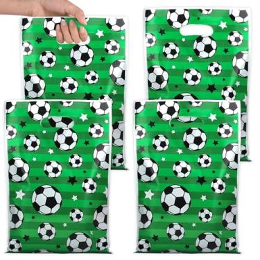 Imagem de peony man 60 peças de sacos de presente de futebol, sacos de plástico para lembrancinhas de festa de futebol, sacos de lanche para times esportivos, eventos de aniversário, futebol temático,