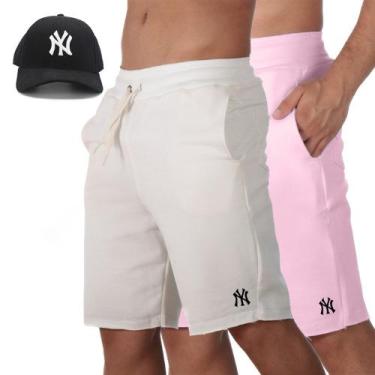 Imagem de Kit 2 Short Praia Bermuda Masculina Moletom Treino Cordao Ajustavel Bo