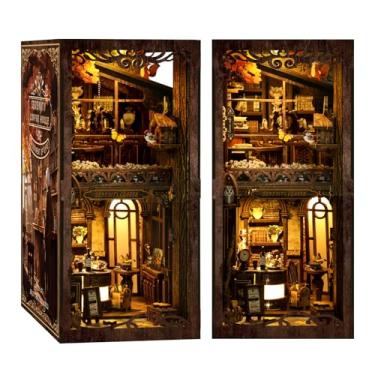 Imagem de DIY Book Nook Kit 3D Wooden Puzzles for Adults, Miniature Coffee House Kit Book Nook Bookshelf Insert Decor with LED Lights Craft Kits