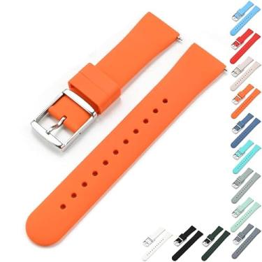 Imagem de Pulseira de silicone de liberação rápida de 18 mm, 20 mm, 22 mm, pulseira de borracha para relógios Samsung Galaxy, pulseiras de substituição com fivela prata para relógios inteligentes, pulseiras de