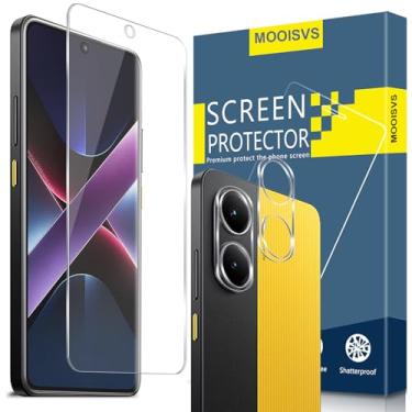 Imagem de MOOISVS Pacote com 2 + 2 para Xiaomi Poco X7 Pro protetor de tela de vidro temperado + protetor de lente da câmera, película de vidro temperado, dureza 9H, antiarranhões, protetor de tela
