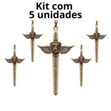 Imagem de Kit Pingente Espada Quaresma de São Miguel 7,8 cm - 5 unidades - Dom S