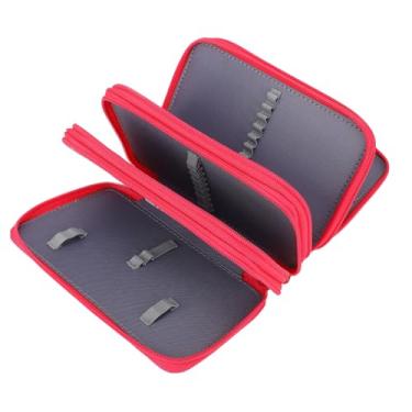 Imagem de 72 Slots Bolsa de Lápis, Design de Manuseio Fácil de Transportar Oxford Portátil 4 Compartamentos Caixa Lápis para Canetas e Marcadores de Aquarela (preto) (Rosa vermelha)