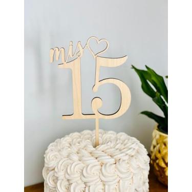 Imagem de Wooden Mis 15 Cake Topper, Mis Años 15 Cake Decor, Feliz 15 Años, Mis Quince 15 for Girls Happy 15th Birthday or Anniversary Party Decorations