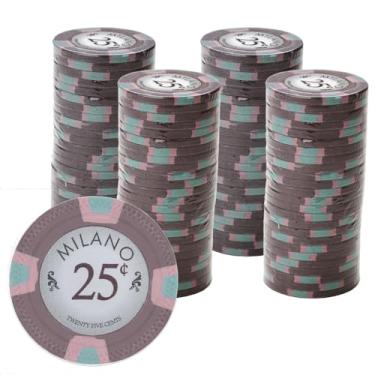 Imagem de Gamers Lounge Fichas de pôquer Milano 10 gramas Casino Clay (pacote com 100) - Argila real, aparência vintage de cassino ($0,25 marrom)