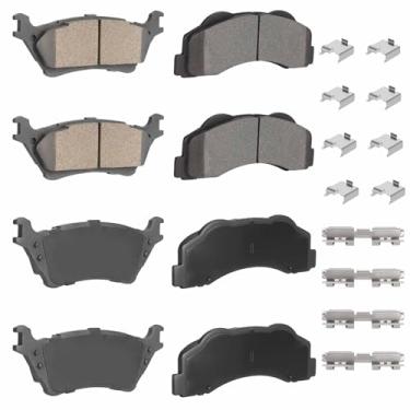 Imagem de ILONPA Conjunto de pastilhas de freio a disco de cerâmica dianteiras traseiras para Ford F150 2 portas 4 portas 2012 2013 2014 2015 2016 2017 2018 2019 2020, 8 peças