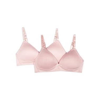 Imagem de TAHARI Pacote com 2 sutiãs de treinamento sem aro para meninas – Macio, ajuste ajustável, Rosa, rosa claro, 34A