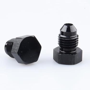Imagem de AC PERFORMANCE 4AN AN4 Conectores sextavados de encaixe de plugue de bloqueio de alargamento macho de alumínio, JIC -4 AN 7/16" x 20 UNF Adaptador de mangueira de tubo de rosca, pacote com 2, preto