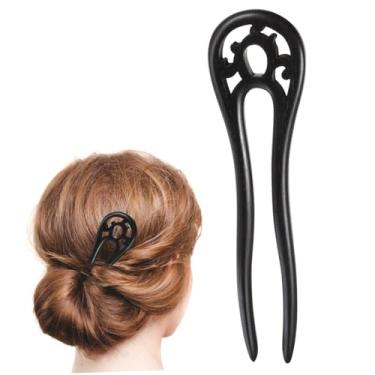 Imagem de Lurrose Natural Ebony Hair Stick de madeira Forquilha de cabelo em formato de U Chopsticks Retro Hairpin Hair Clip(cor aleatória)