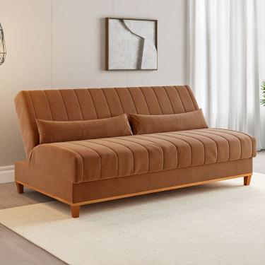 Imagem de Sofá Cama 3 Lugares Reclinável Tequila Terracota - Viero Móveis