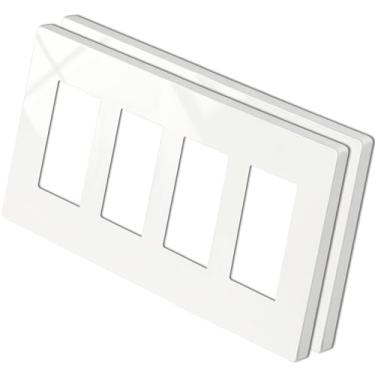 Imagem de BESTTEN Pacote com 2 placas de parede sem parafusos, série USWP4 Off White, capa de tomada decoradora, capa de interruptor de luz, 11,75 cm x L 21 cm, placa de parede para regulador, USB, GFCI