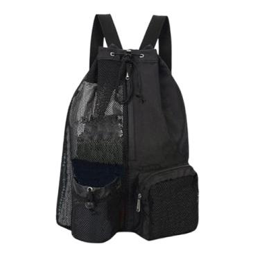 Imagem de rockible Mochila mochila mochila saco de fitness homens homens portátil dobramento nylon tira de ombro ajustável respirável com bolso molhado, Preto